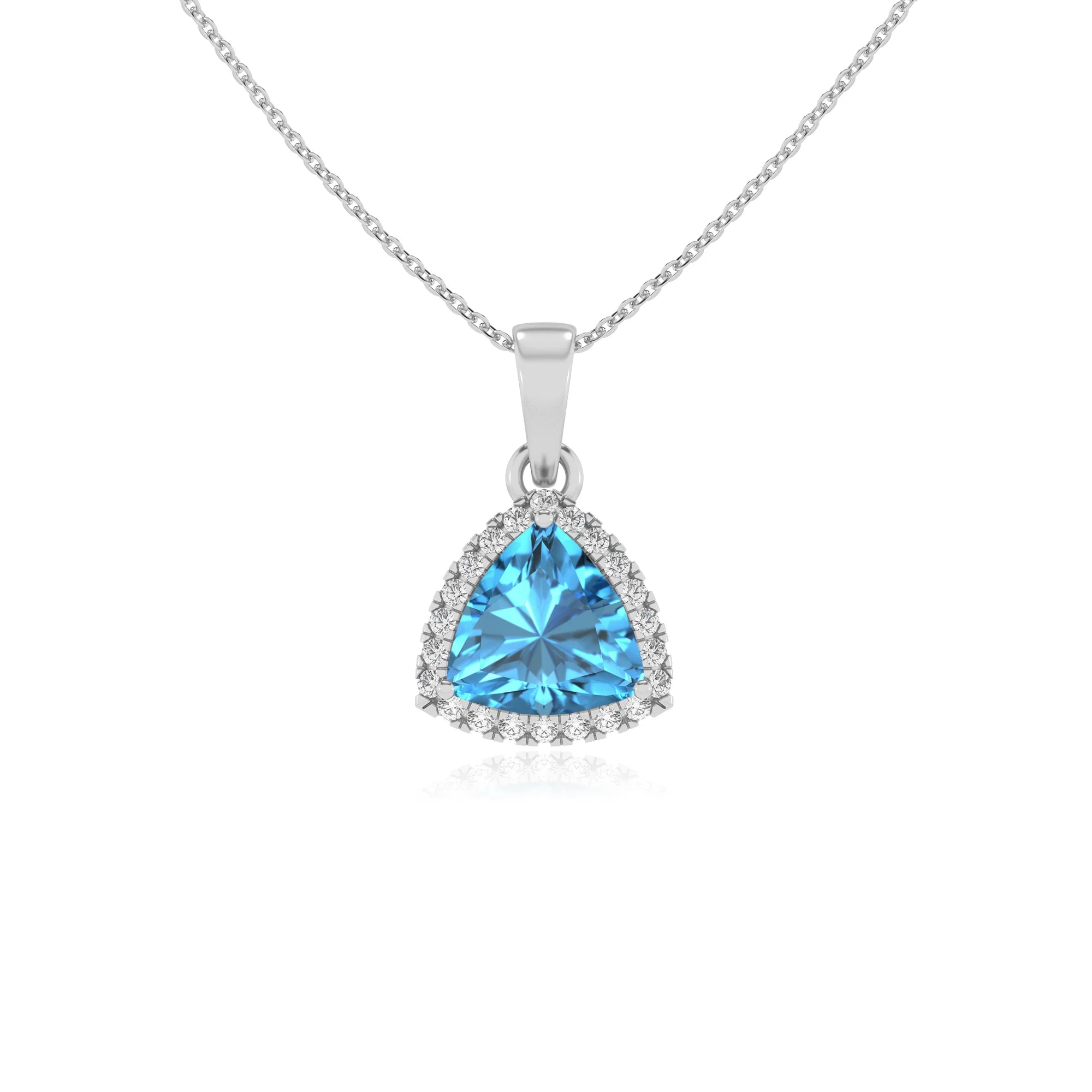 natural swiss-blue-topaz trillion solitaire necklaces in white gold