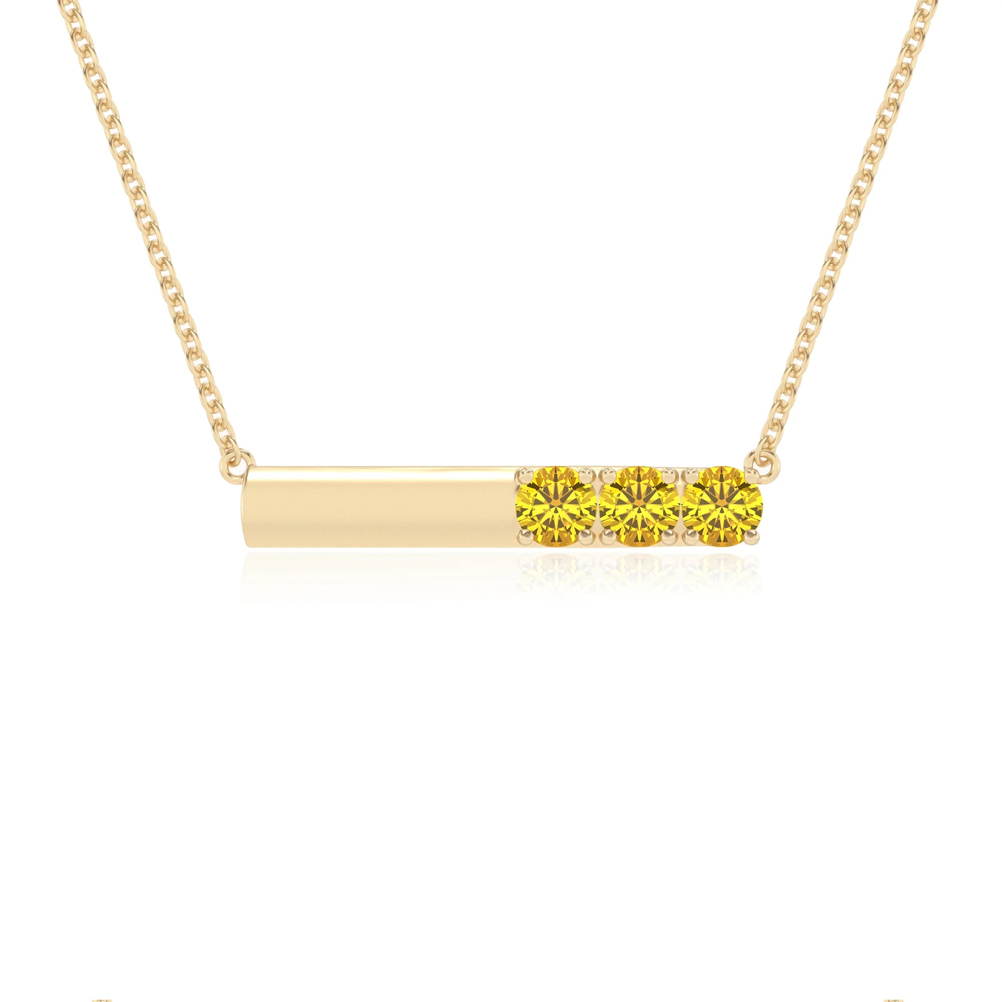 lab grown yellow-sapphire round bar v-bale necklaces in yellow gold