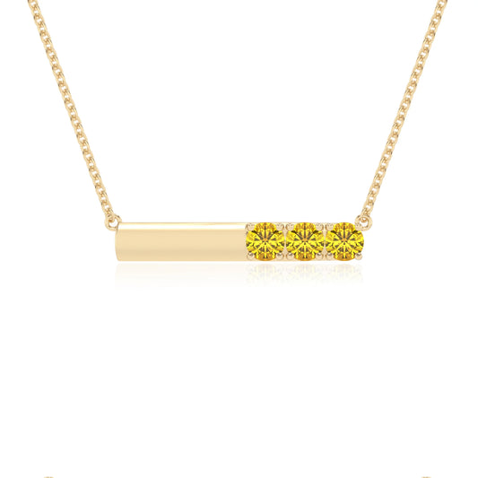 lab grown yellow-sapphire round bar v-bale necklaces in yellow gold