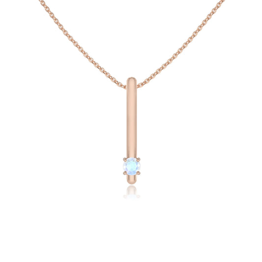 natural rainbow-moonstone round bar necklaces in rose gold
