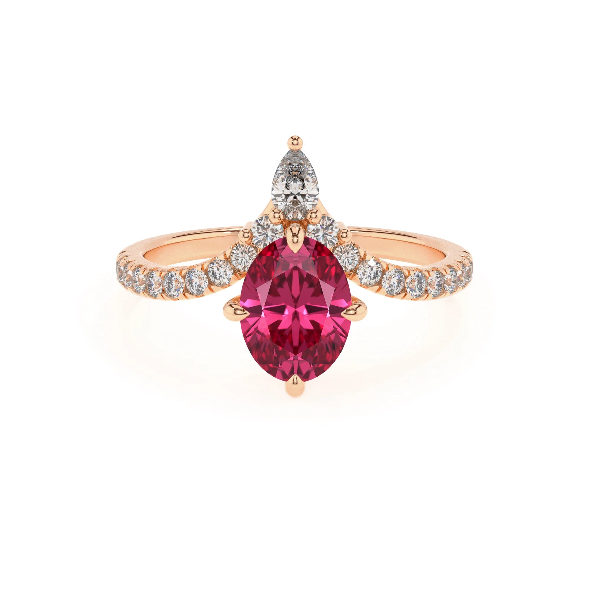 lab grown pink-tourmaline oval solitaire rings in rose gold