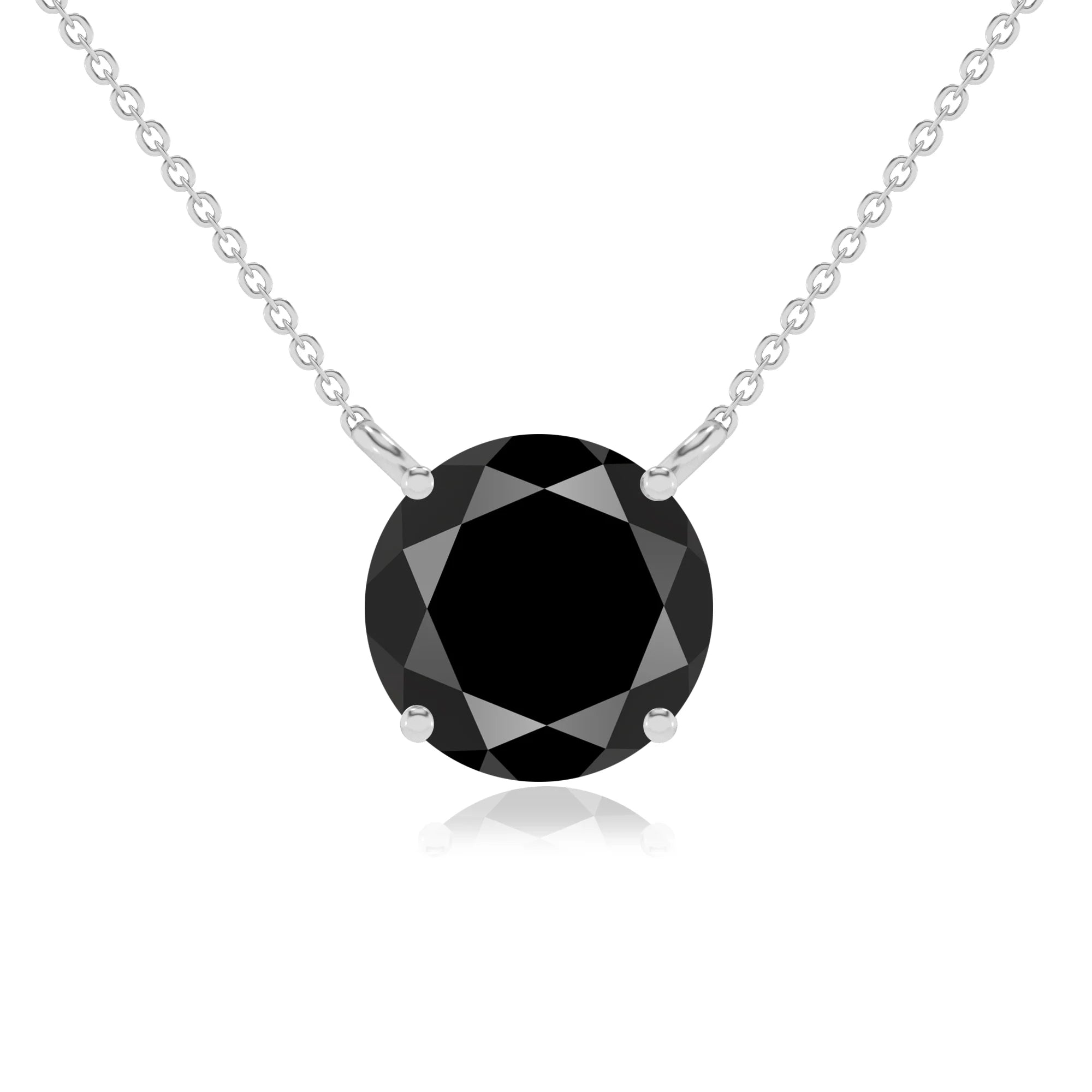 natural black-onyx round solitaire necklaces in white gold