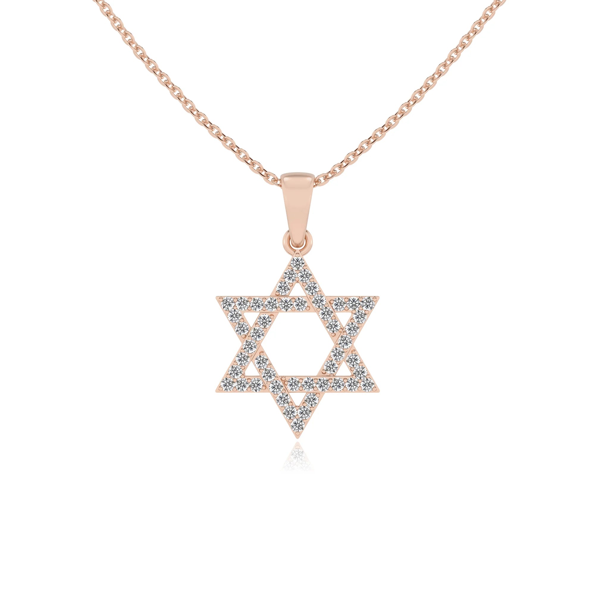 lab grown moissanite round necklaces in rose gold