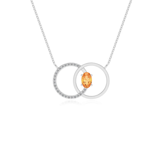 lab grown citrine oval solitaire necklaces in sterling silver