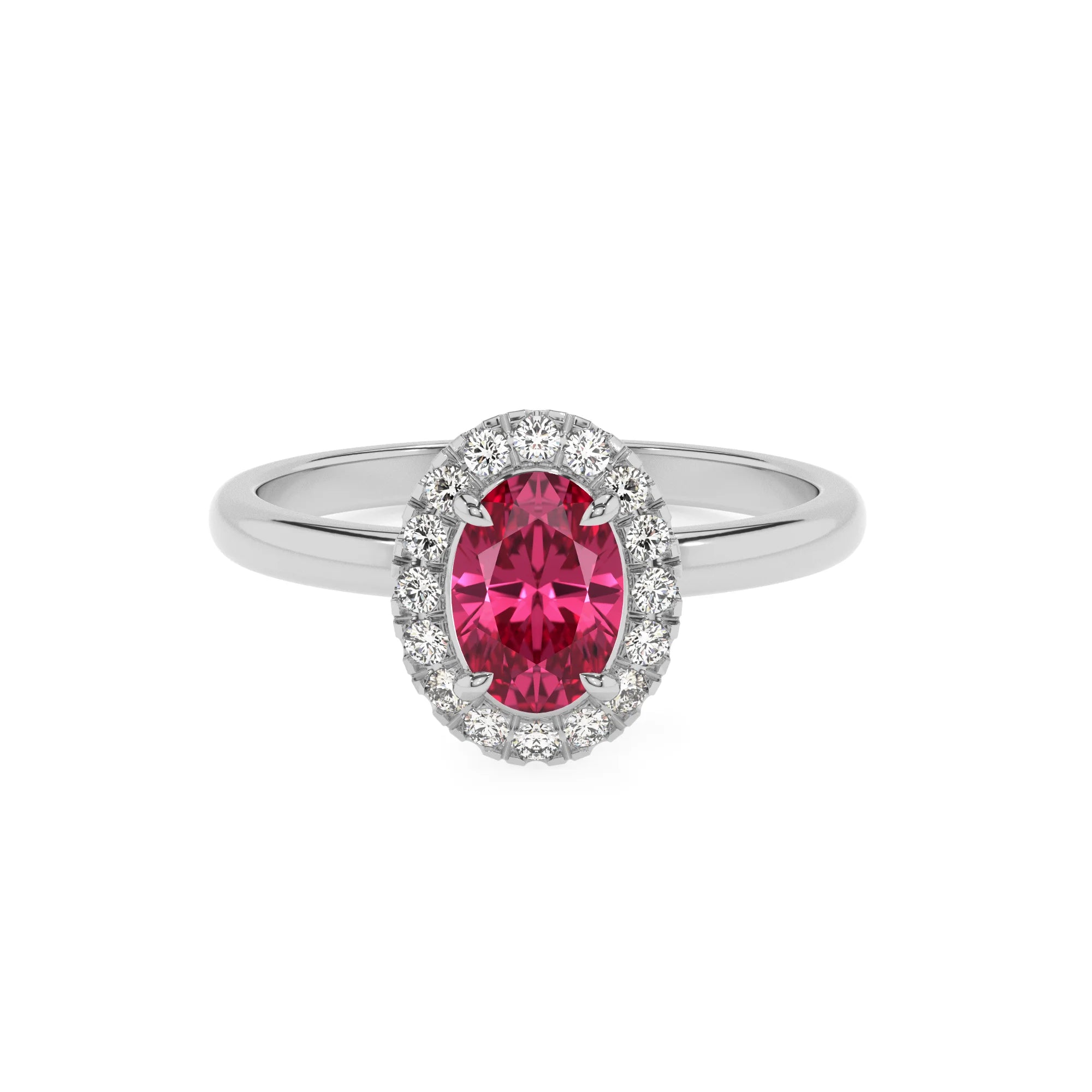 lab grown pink-tourmaline oval solitaire rings in platinum