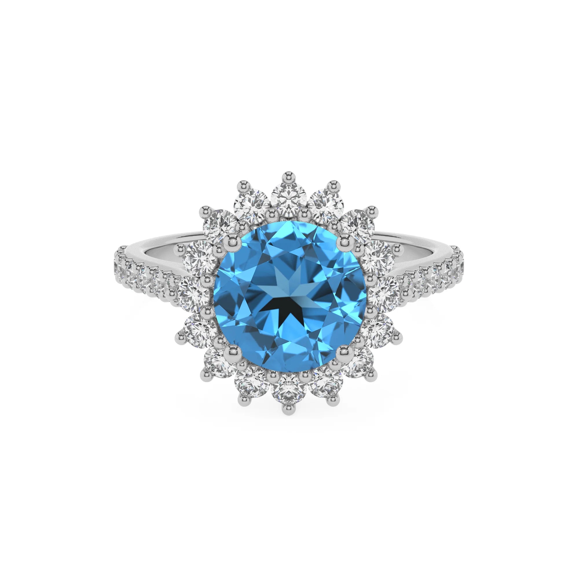 natural swiss-blue-topaz round solitaire rings in platinum