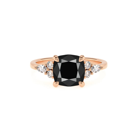 natural black-onyx cushion solitaire rings in rose gold