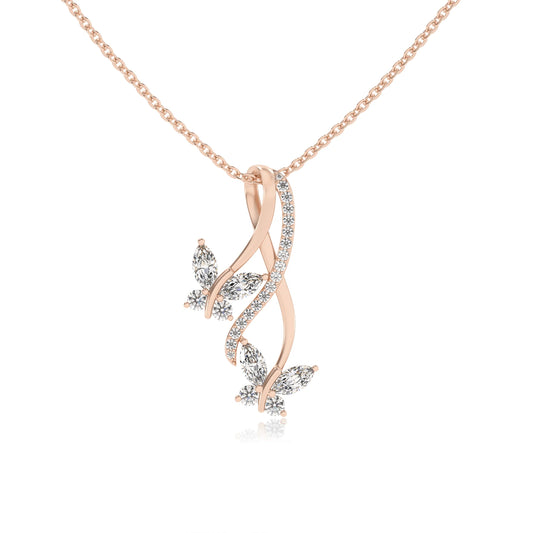 lab grown diamond marquise drop necklaces in rose gold