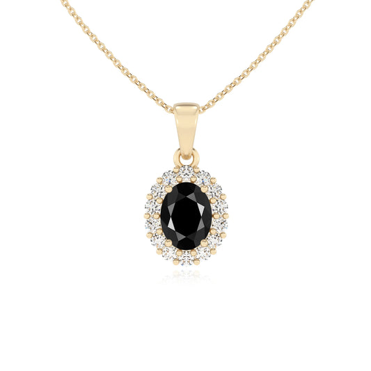 natural black-onyx oval solitaire necklaces in yellow gold