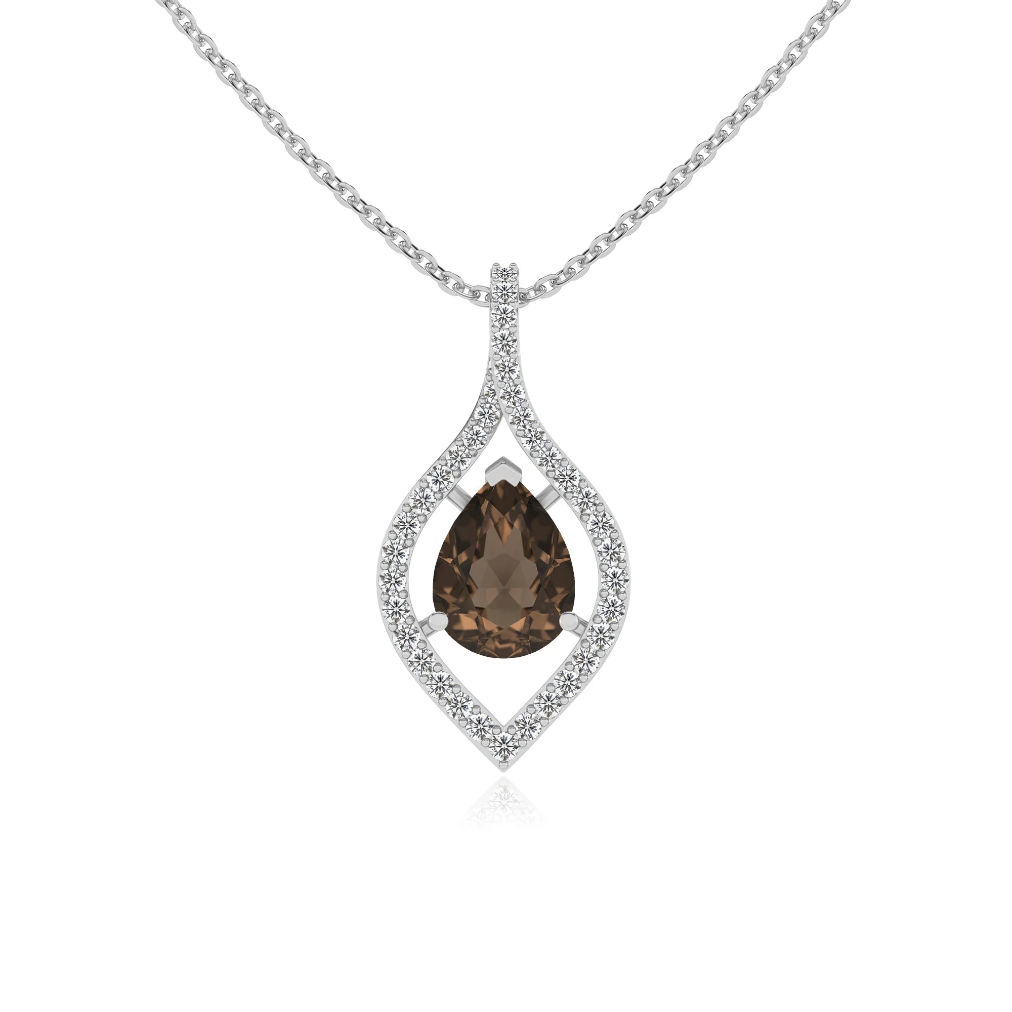 natural smoky-quartz pear infinity necklaces in sterling silver