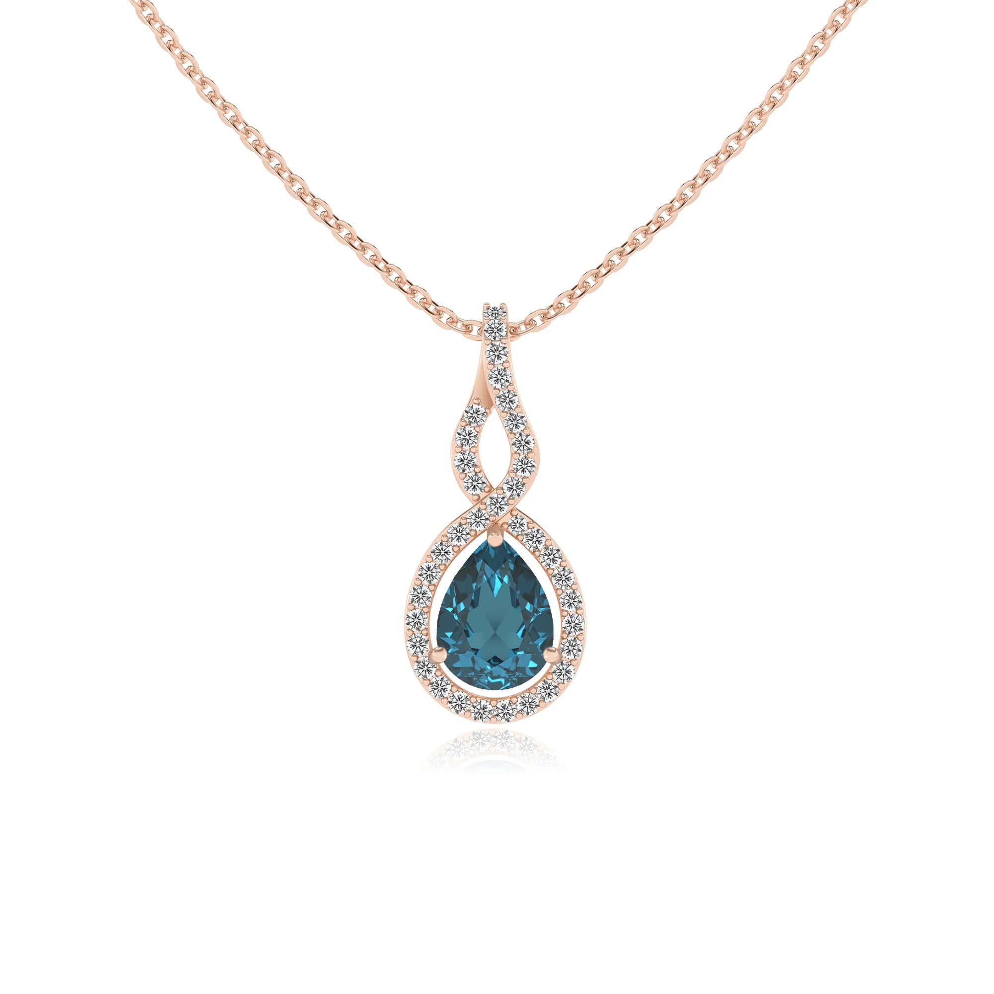 natural london-blue-topaz pear necklaces in rose gold