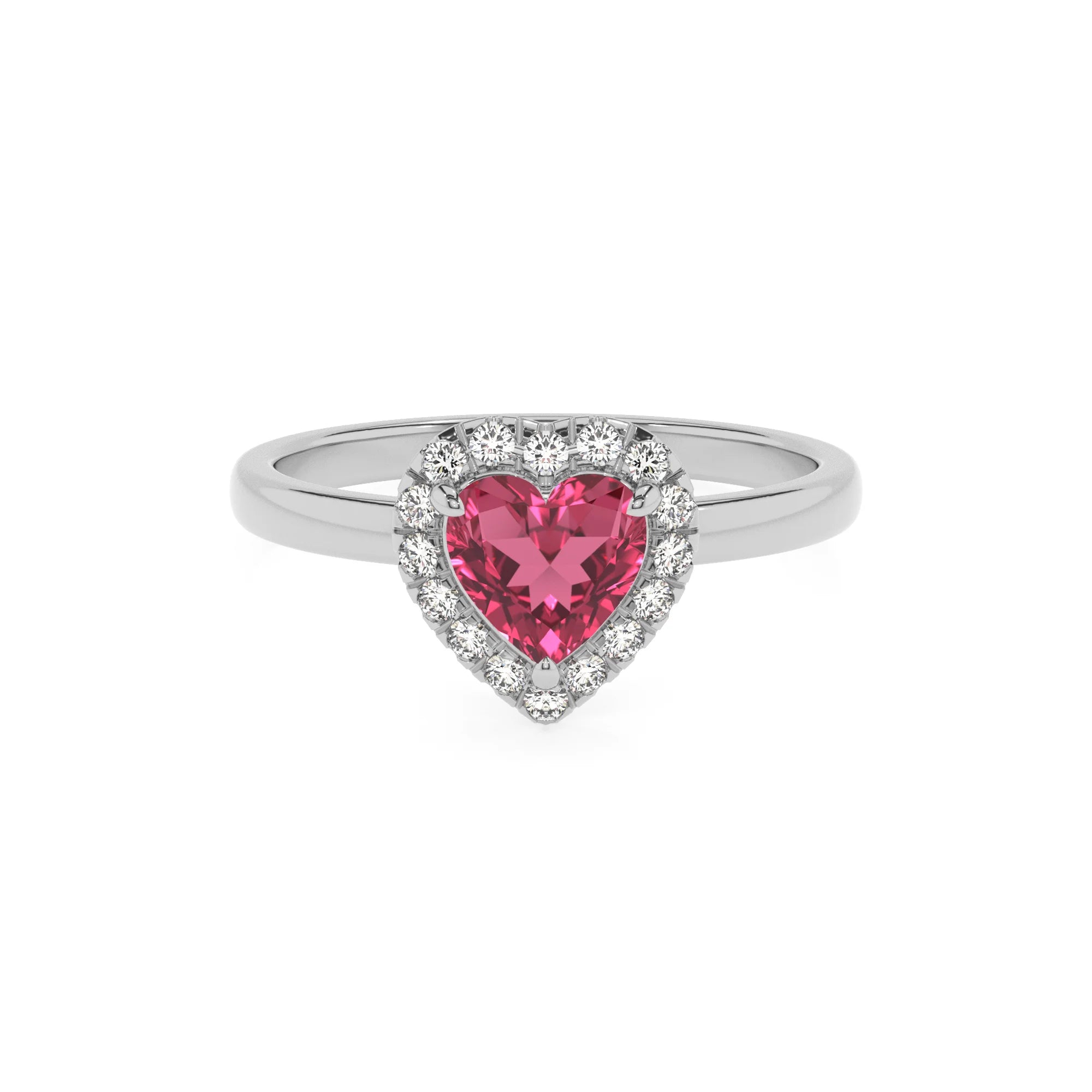 lab grown pink-tourmaline heart solitaire rings in platinum