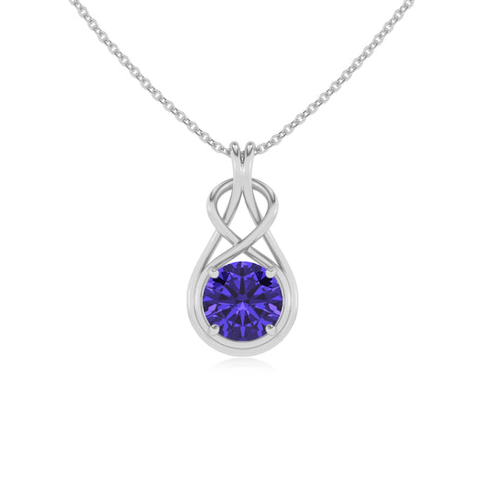 lab grown tanzanite round solitaire necklaces in sterling silver