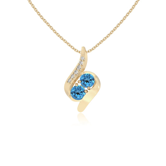 natural swiss-blue-topaz round solitaire v-bale necklaces in yellow gold