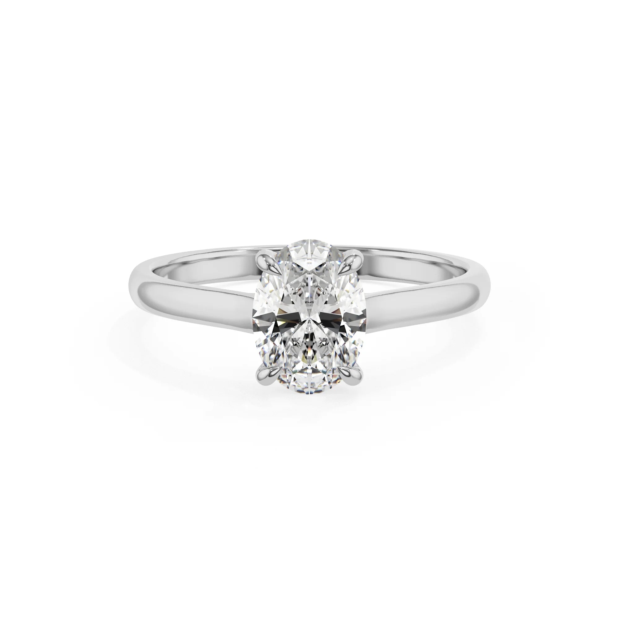 lab grown moissanite oval solitaire rings in platinum