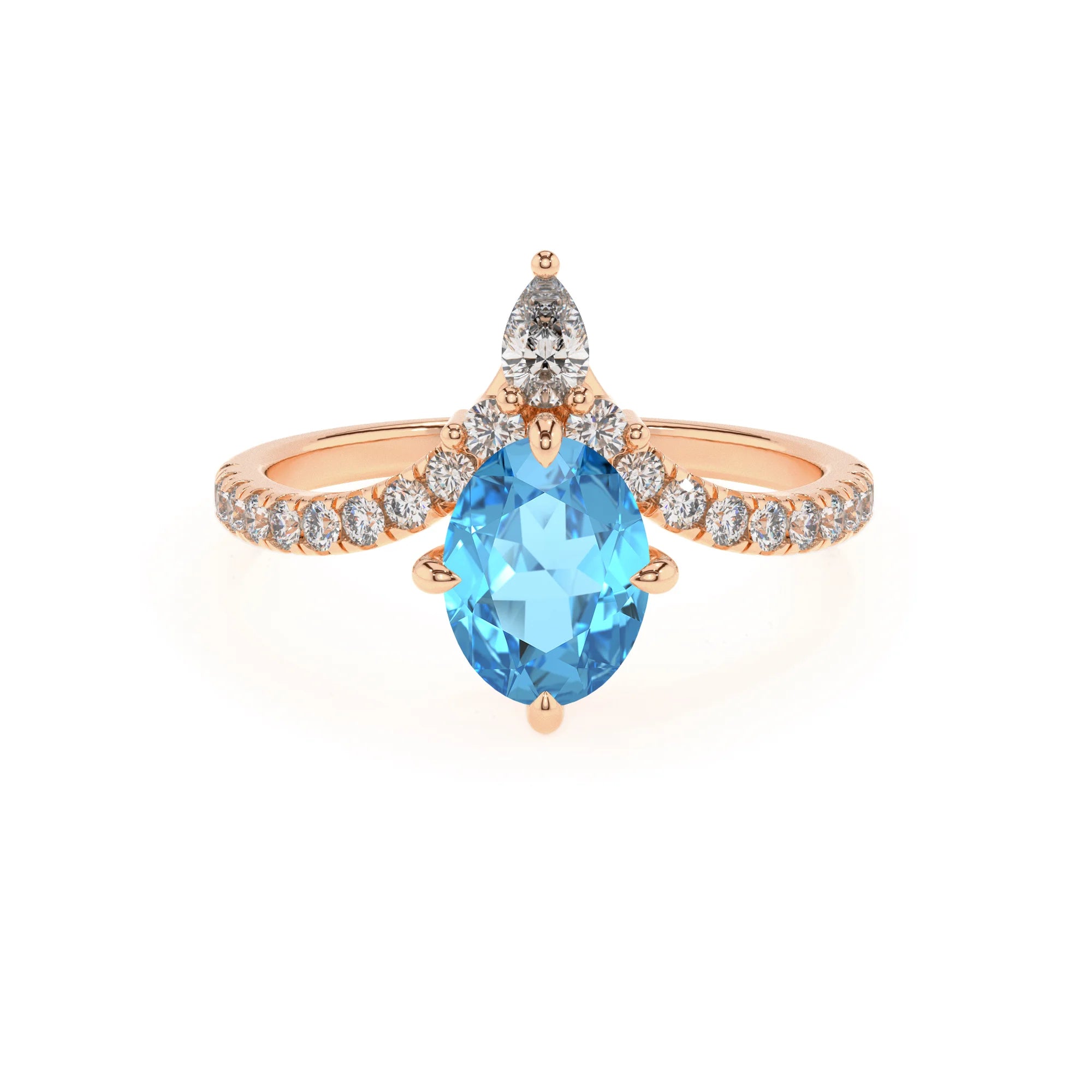 natural swiss-blue-topaz oval solitaire rings in rose gold