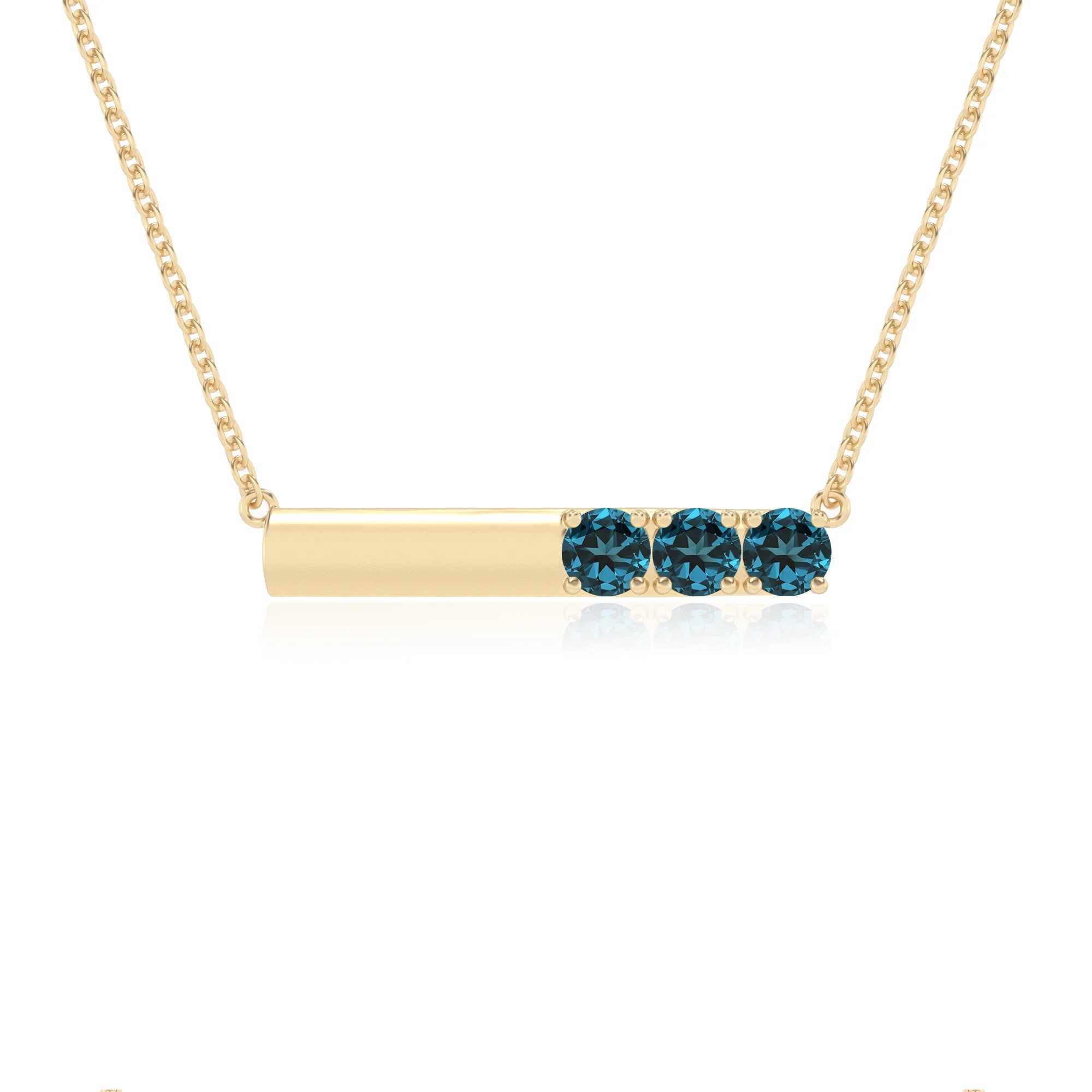 natural london-blue-topaz round bar v-bale necklaces in yellow gold