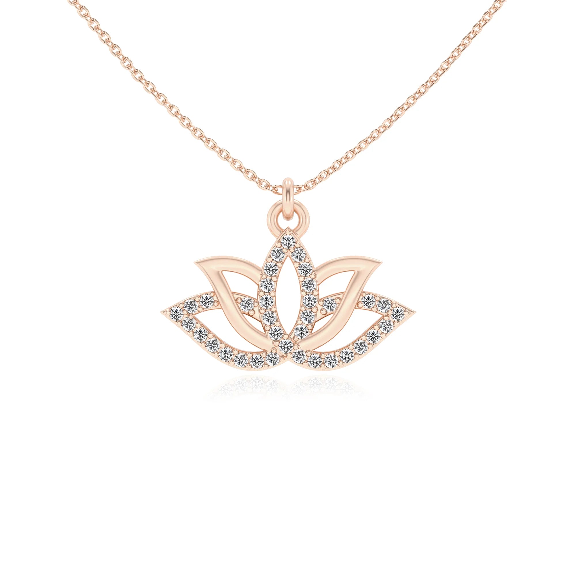 lab grown diamond round infinity necklaces in rose gold