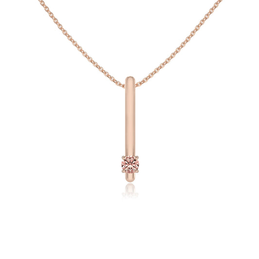 lab grown morganite round bar necklaces in rose gold