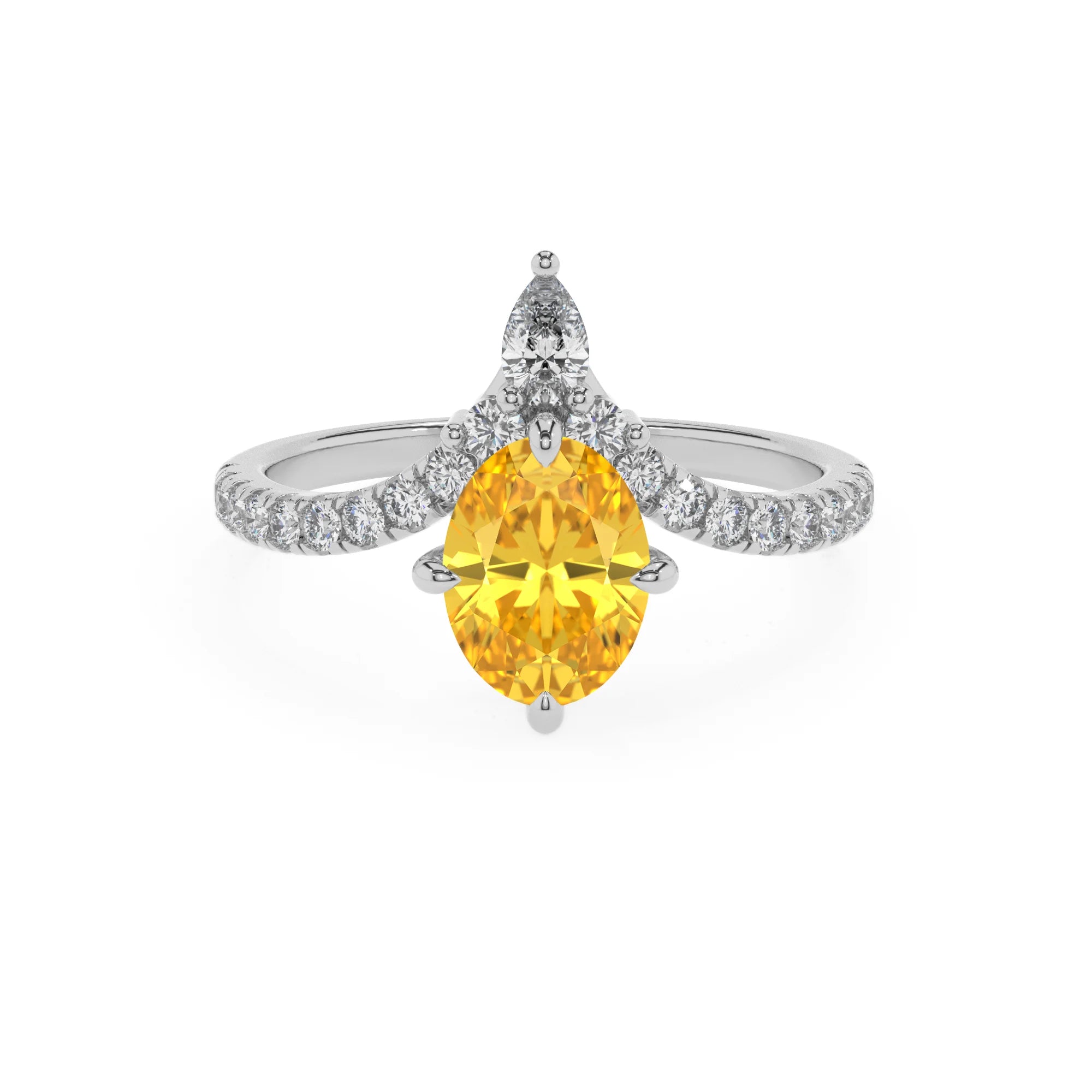 lab grown yellow-sapphire oval solitaire rings in white gold