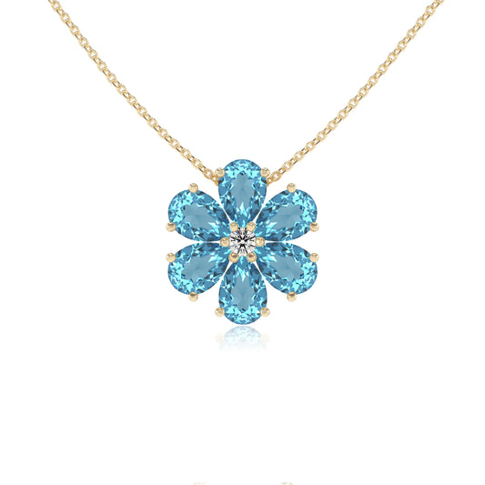 natural swiss-blue-topaz pear solitaire necklaces in yellow gold