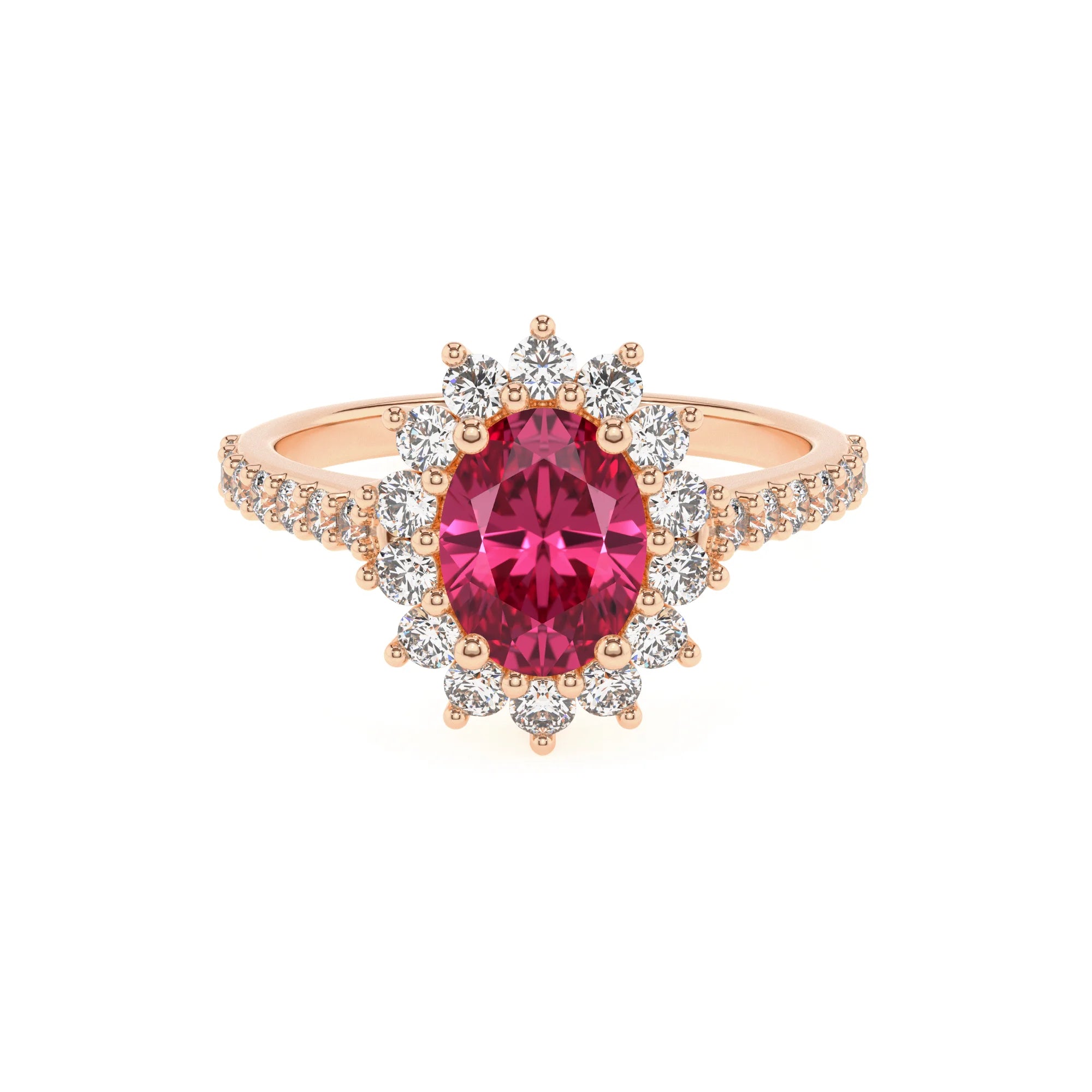 lab grown pink-tourmaline oval solitaire rings in rose gold