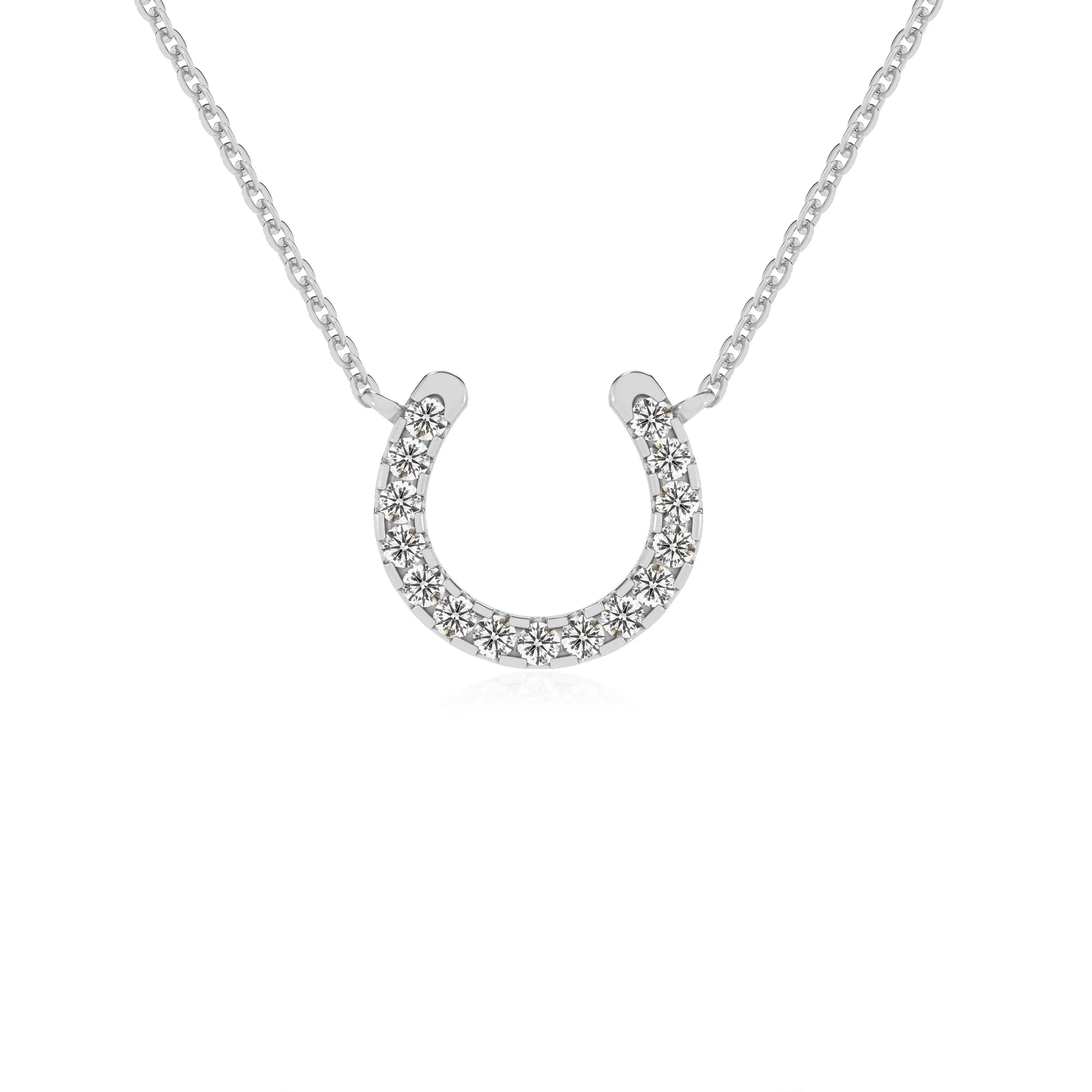 lab grown diamond round v-bale necklaces in sterling silver