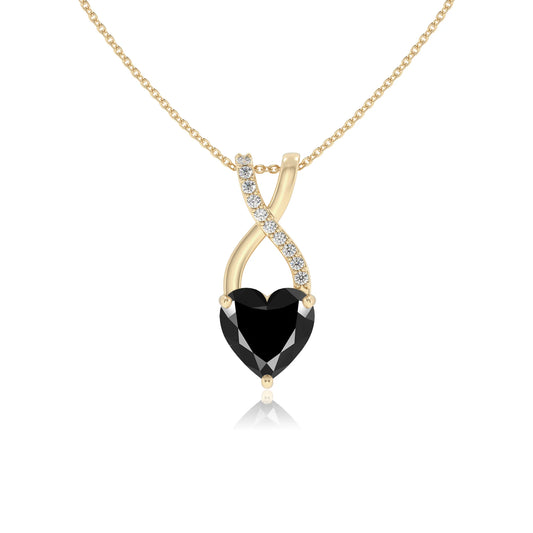 natural black-onyx heart solitaire necklaces in yellow gold