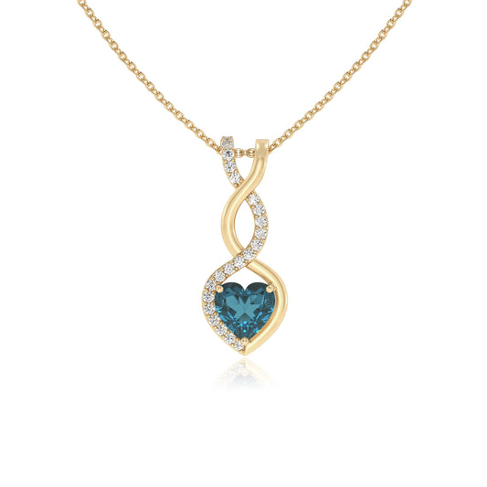 natural london-blue-topaz heart infinity necklaces in yellow gold