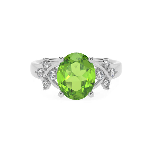 natural peridot oval solitaire rings in sterling silver