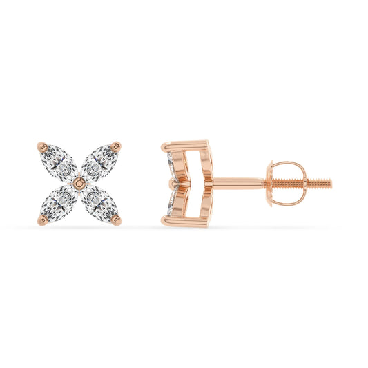 lab grown diamond marquise stud earrings in rose gold