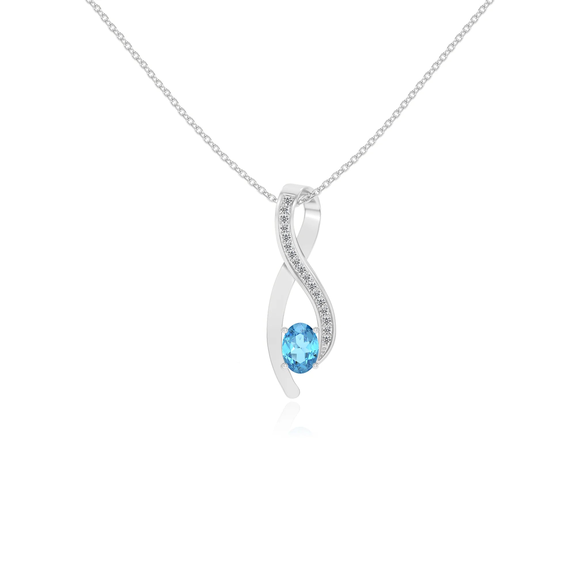 natural swiss-blue-topaz oval solitaire necklaces in white gold