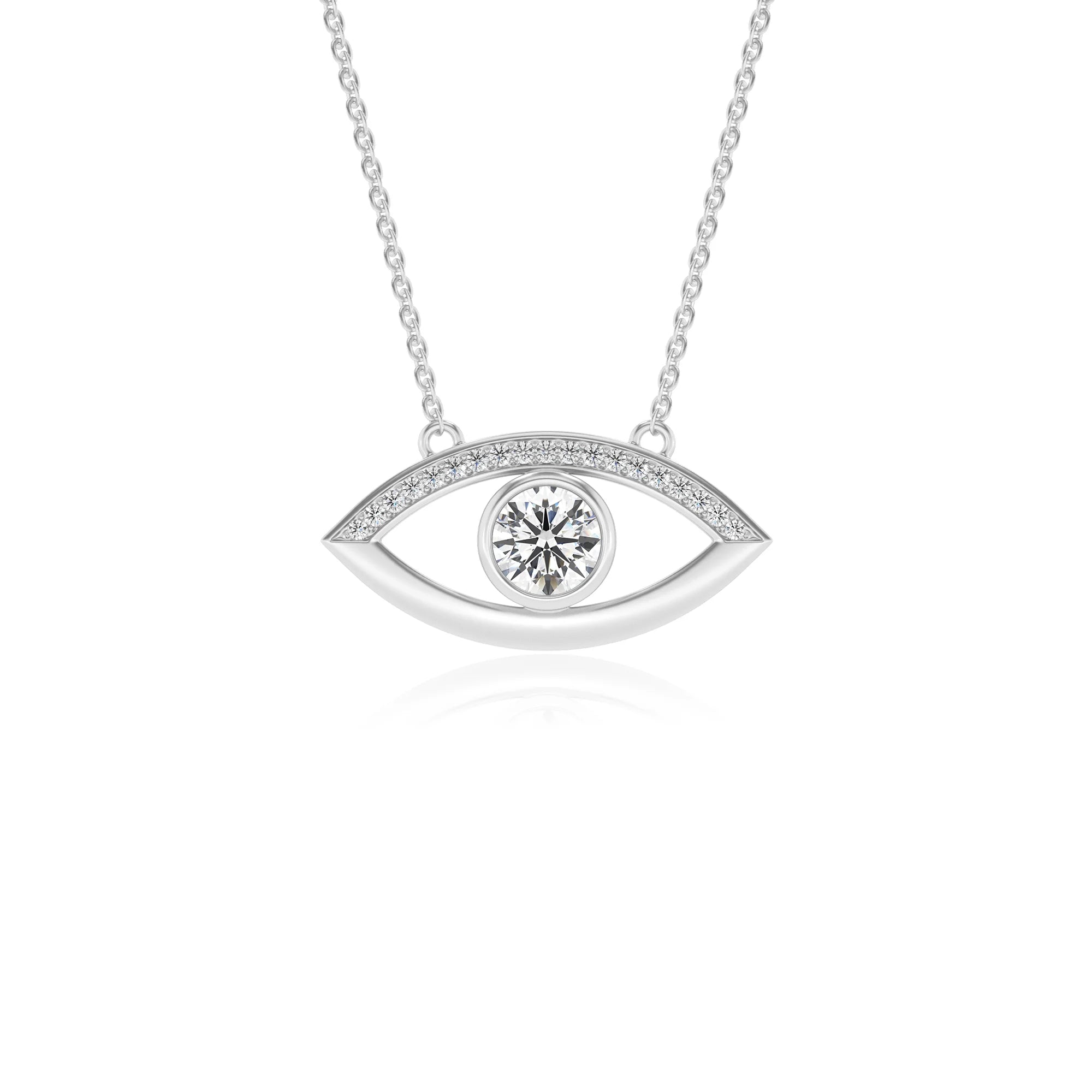 lab grown moissanite round solitaire necklaces in sterling silver