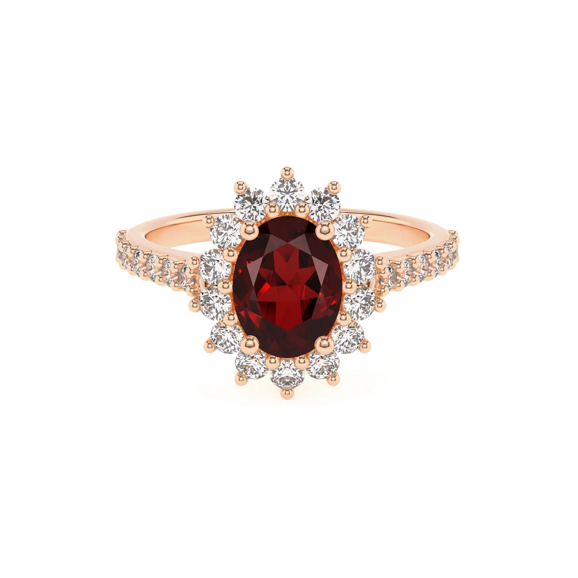 natural garnet oval solitaire rings in rose gold