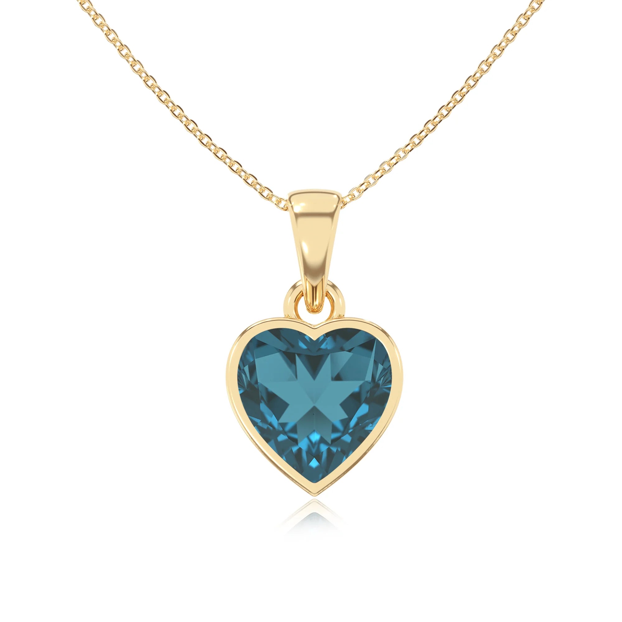 natural london-blue-topaz heart solitaire necklaces in yellow gold
