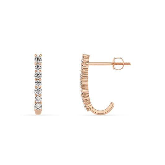 lab grown diamond round hoop earrings in rose gold