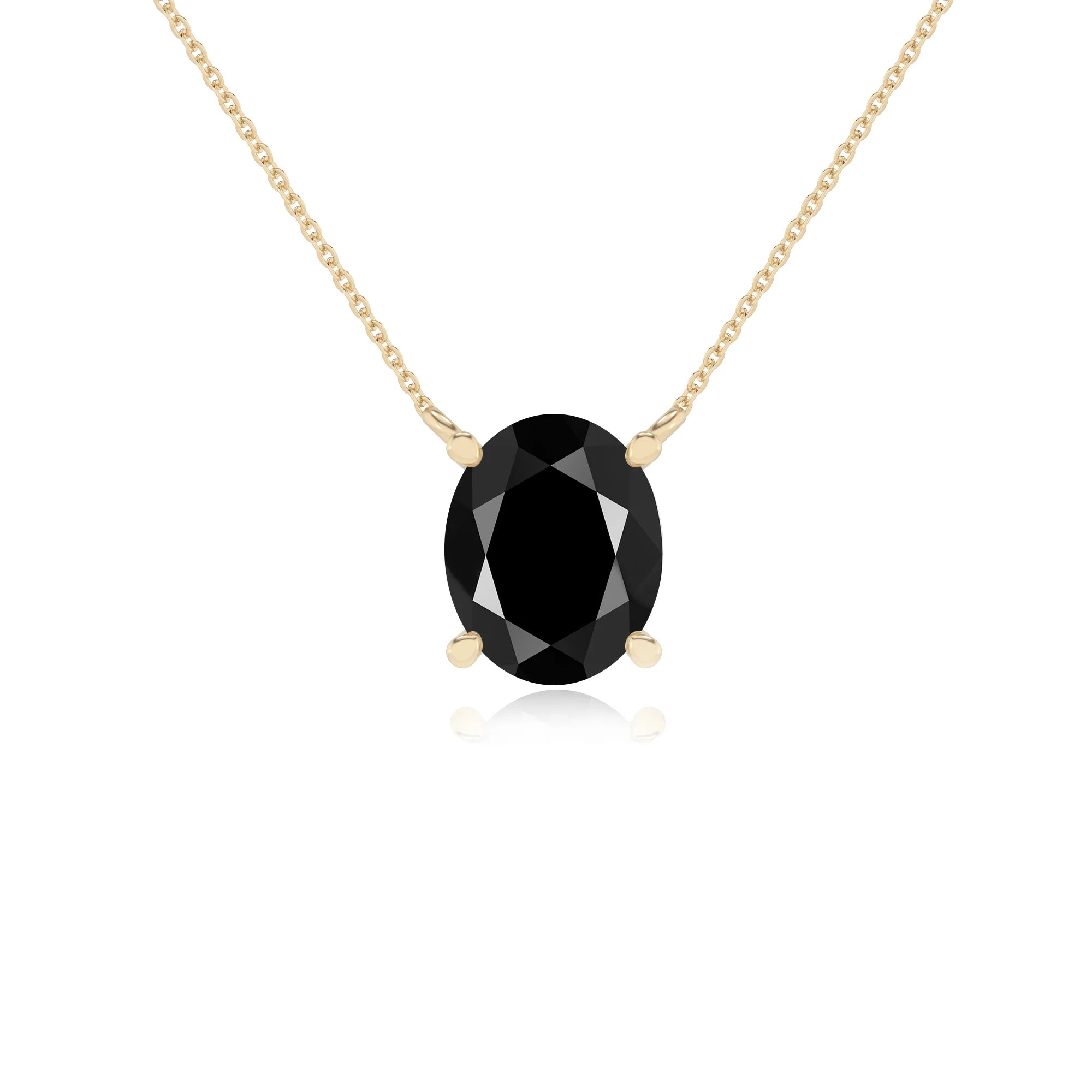 natural black-onyx oval solitaire necklaces in yellow gold