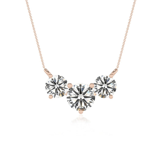 lab grown moissanite round solitaire v-bale necklaces in rose gold