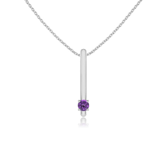lab grown amethyst round bar necklaces in sterling silver
