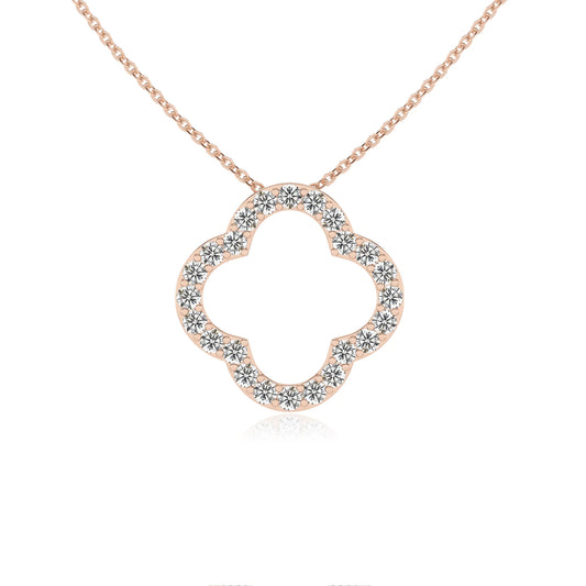 lab grown moissanite round necklaces in rose gold