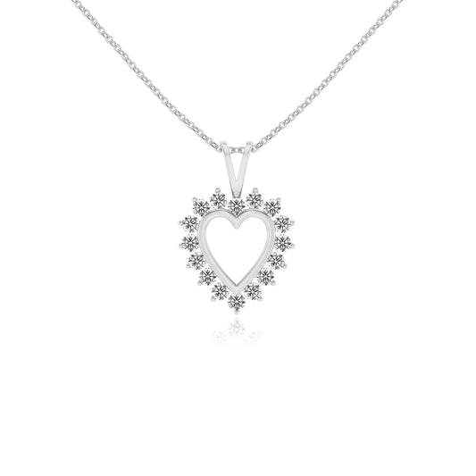 lab grown moissanite round v-bale necklaces in white gold
