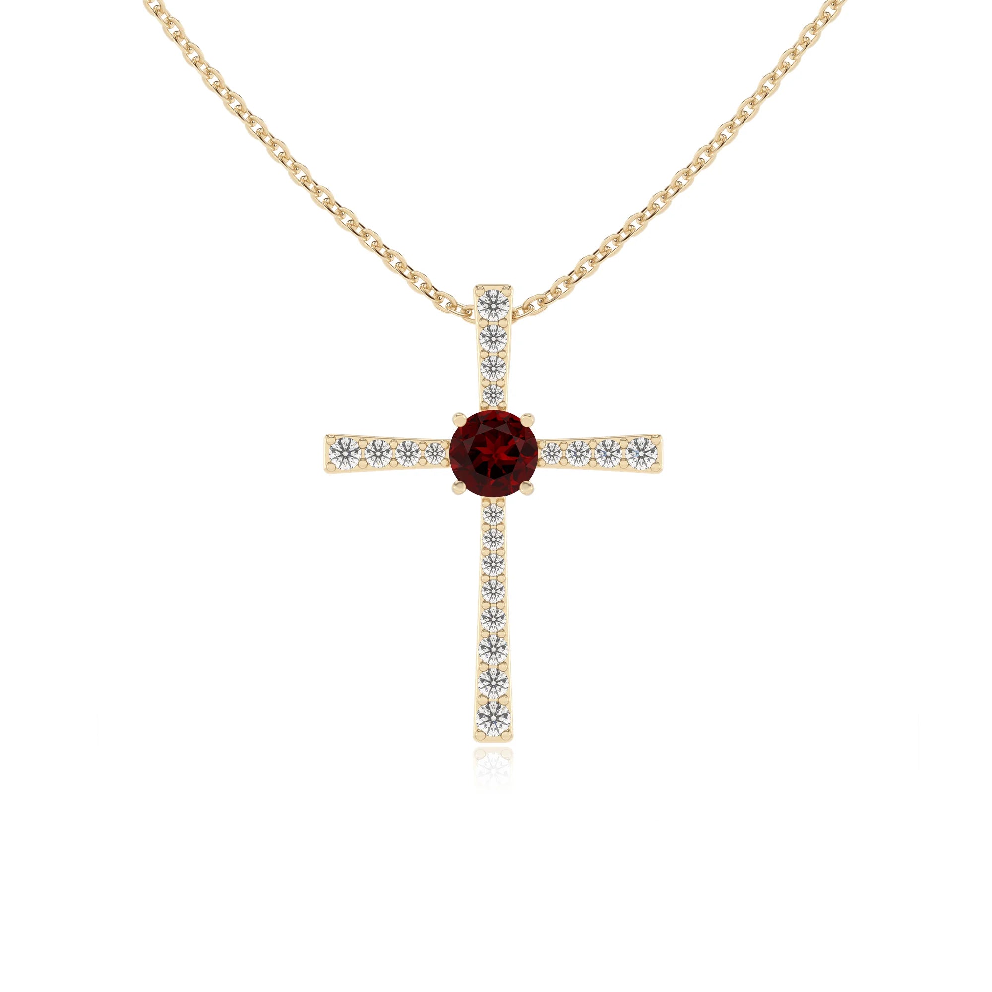 natural garnet round infinity necklaces in yellow gold