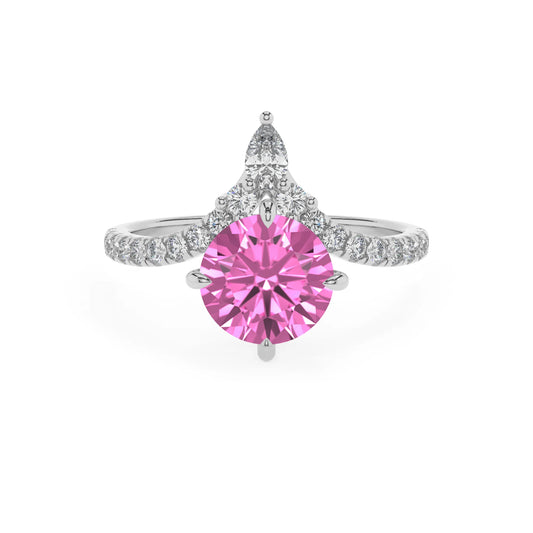 lab grown pink-sapphire round solitaire rings in sterling silver