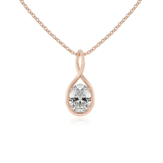 lab grown moissanite oval solitaire necklaces in rose gold