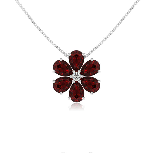 natural garnet pear solitaire necklaces in sterling silver