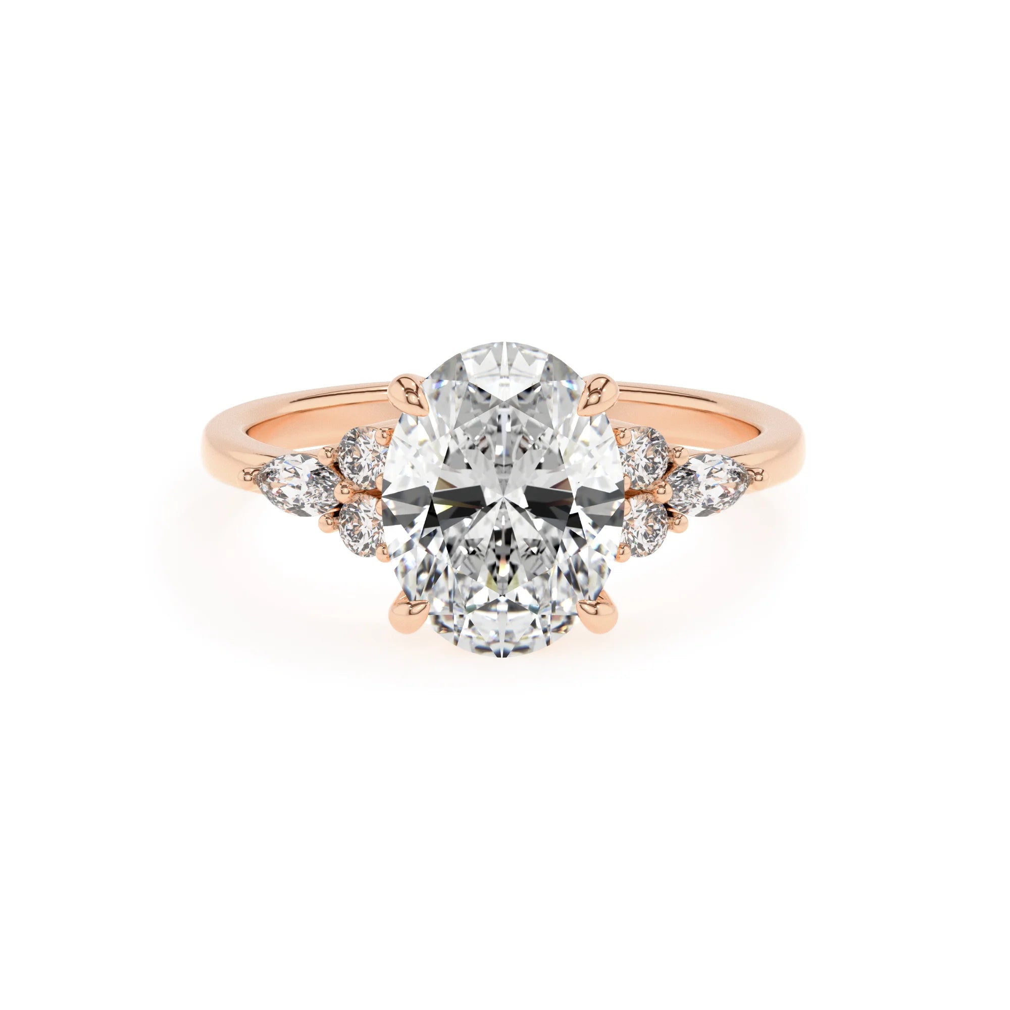 lab grown moissanite oval solitaire rings in rose gold