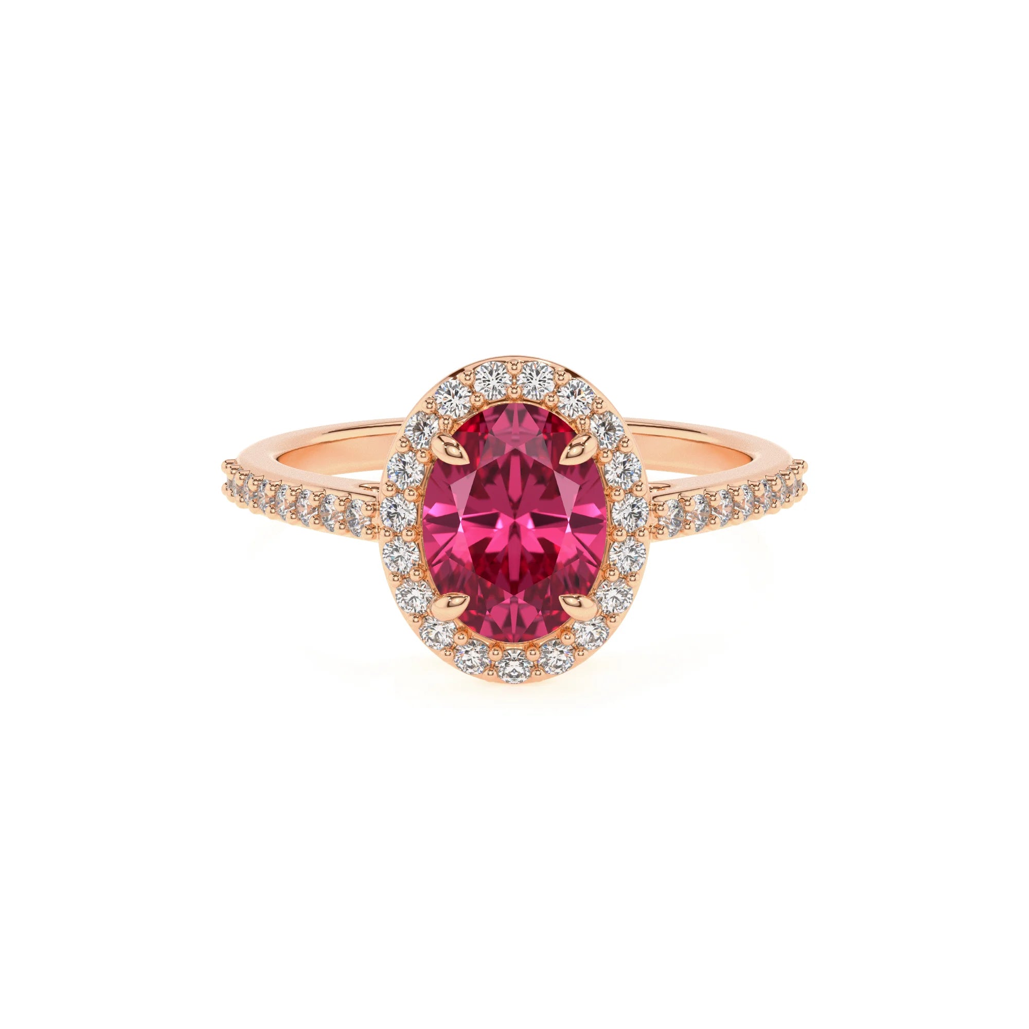 lab grown pink-tourmaline oval solitaire rings in rose gold