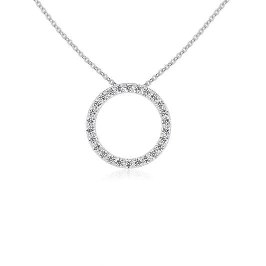 lab grown diamond round v-bale necklaces in sterling silver