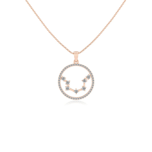 lab grown moissanite round necklaces in rose gold