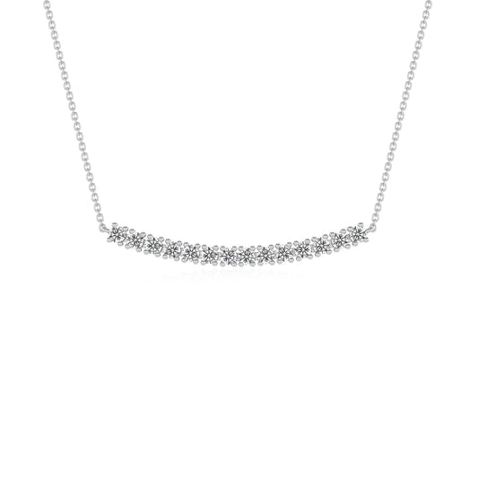 lab grown moissanite round bar necklaces in sterling silver